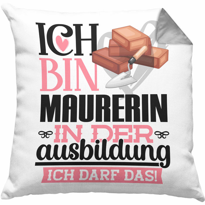 Maurerin Ausbildung Start Geschenk Kissen mit Füllung 40x40 Ich Bin Maurerin In Der Ausbildung Ich Darf Das Geschenkidee (Grau) Grau Trendation