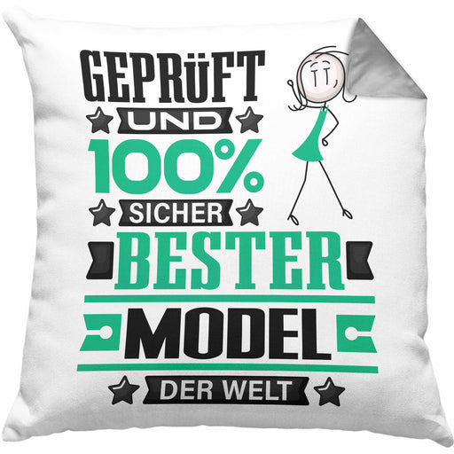 Model Geschenk Lustiger Spruch für Model Geschenkidee Bester Model Der WeltKissen mit Füllung 40x40 (Grau) Grau Trendation