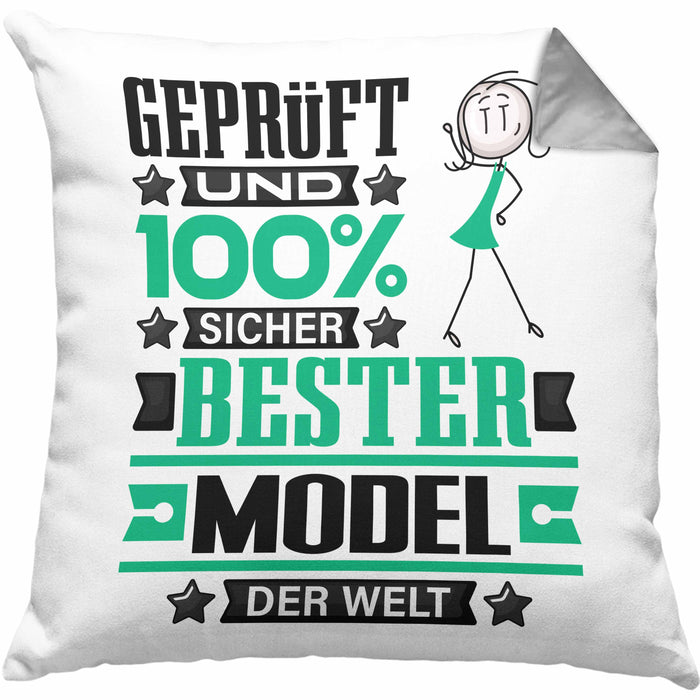 Model Geschenk Lustiger Spruch für Model Geschenkidee Bester Model Der WeltKissen mit Füllung 40x40 (Grau) Grau Trendation