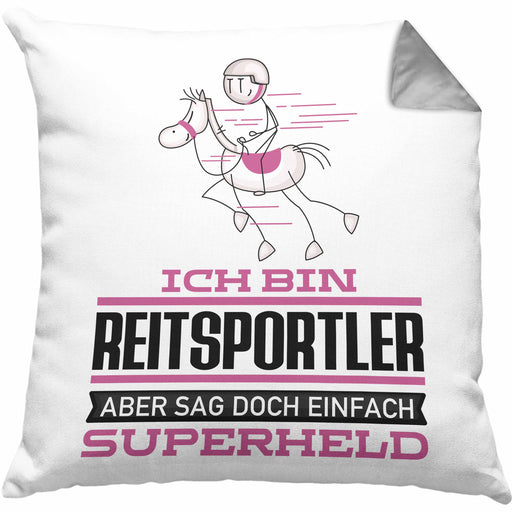 Reitsportler Geschenk Kissen mit Füllung 40x40 Ich Bin Reitsportler Aber Sag Doch Einfach Superheld Lustige Geschenkdiee für Reitsportler (Grau) Grau Trendation