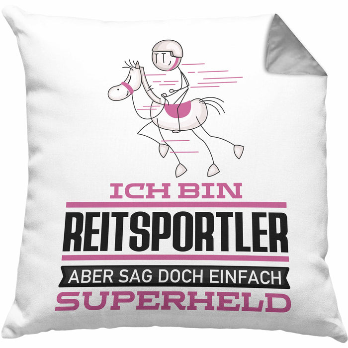 Reitsportler Geschenk Kissen mit Füllung 40x40 Ich Bin Reitsportler Aber Sag Doch Einfach Superheld Lustige Geschenkdiee für Reitsportler (Grau) Grau Trendation
