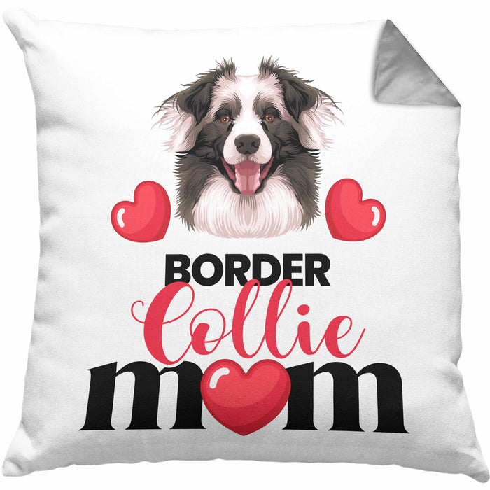 Border Collies Besitzer Mom Mama Kissen mit Füllung 40x40 Geschenk Lustiger Spruch Geschenkidee Border Collies Besitzerin (Grau) Grau Trendation