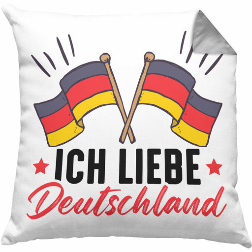 Ich Liebe Deutschland Kissen mit Füllung 40x40 Geschenk Geschenkidee Flagge (Grau) Grau Trendation