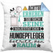 Hundepfleger Geschenk Kissen mit Füllung 40x40 Lustiger Spruch Erheben Sie Sich Der Hundepfleger Betritt den Raum (Grau) Blau Trendation
