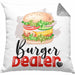 Burger Dealer Kissen mit Füllung 40x40 Geschenk für Besten Burgerverkäufer Geburtstag Spruch Geschenkidee (Grau) Grau Trendation