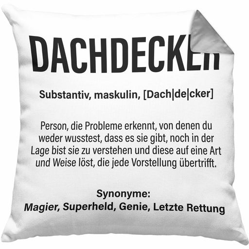 Dachdecker Geschenk Kissen mit Füllung 40x40 Lustig Mann Männer Zubehör Geschenkidee Dachdecker-Meister (Grau) Grau Trendation