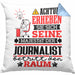Journalist Geschenk Kissen mit Füllung 40x40 Lustiger Spruch Erheben Sie Sich Der Journalist Betritt den Raum (Grau) Blau Trendation