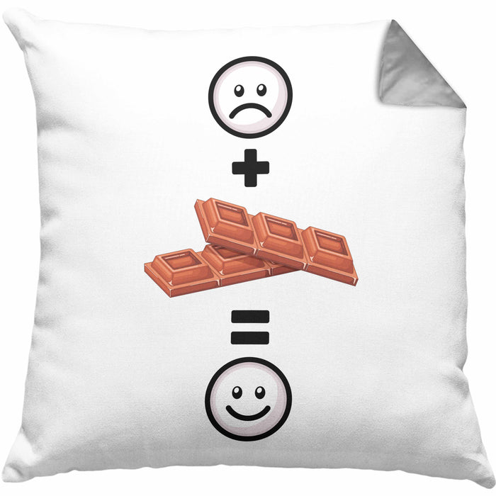 Schokolade Kissen mit Füllung 40x40 Geschenk für Schoko-Liebhaber Lustige Geschenkidee :( + Schokolade = :) Geburtstag (Grau) Grau Trendation