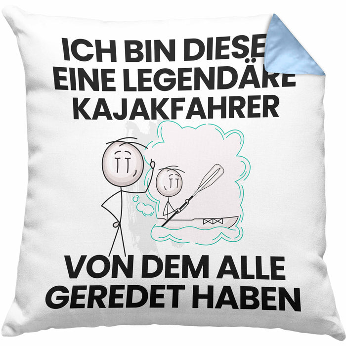 Kajakfahrer Geschenk Kissen mit Füllung 40x40 Lustige Geschenkidee Geburtstag für Kajakfahrer Ich Bin Dieser Legendäre Kajakfahrer Von Dem Alle Geredet Haben (Grau) Blau Trendation