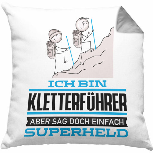 Kletterführer Geschenk Kissen mit Füllung 40x40 Ich Bin Kletterführer Aber Sag Doch Einfach Superheld Lustige Geschenkdiee für Kletterführer (Grau) Grau Trendation