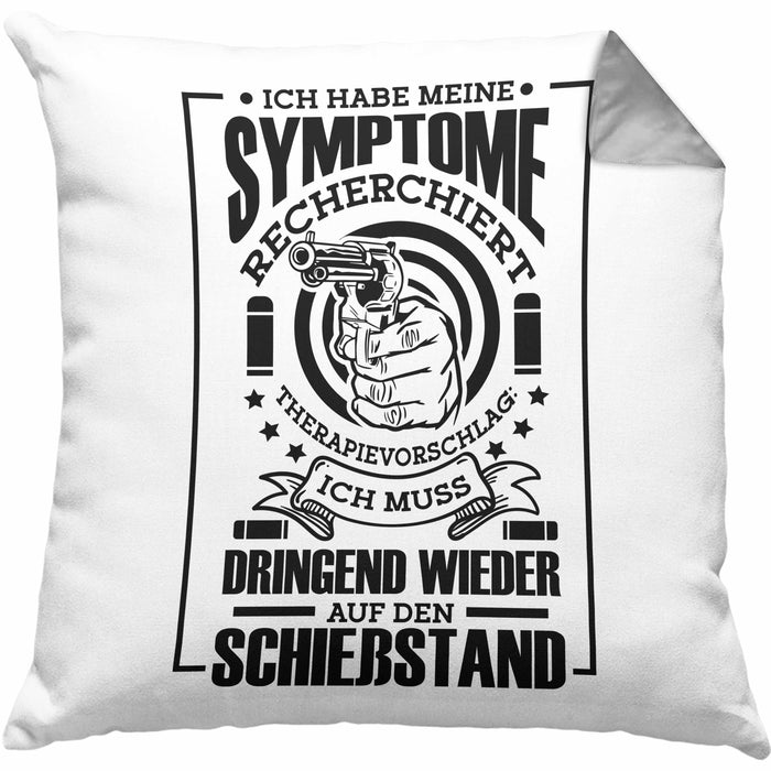 Lustige Schießen-Kissen mit Füllung 40x40 für Sportschützen Geschenk Ich Muss Dringend Wieder Auf Den Schießstand (Grau) Grau Trendation