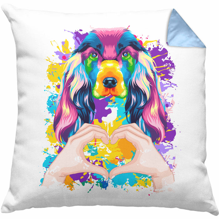 Cocker Spaniel Besitzer Farbe Love Kissen mit Füllung 40x40 Geschenk Lustiger Spruch Geschenkidee Cocker Spaniel Besitzerin (Grau) Blau Trendation