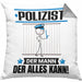 Polizist Kissen mit Füllung 40x40 Geschenk für Polizist Der Mann Der Alles Kann Geschenkidee zum Geburtstag (Grau) Grau Trendation