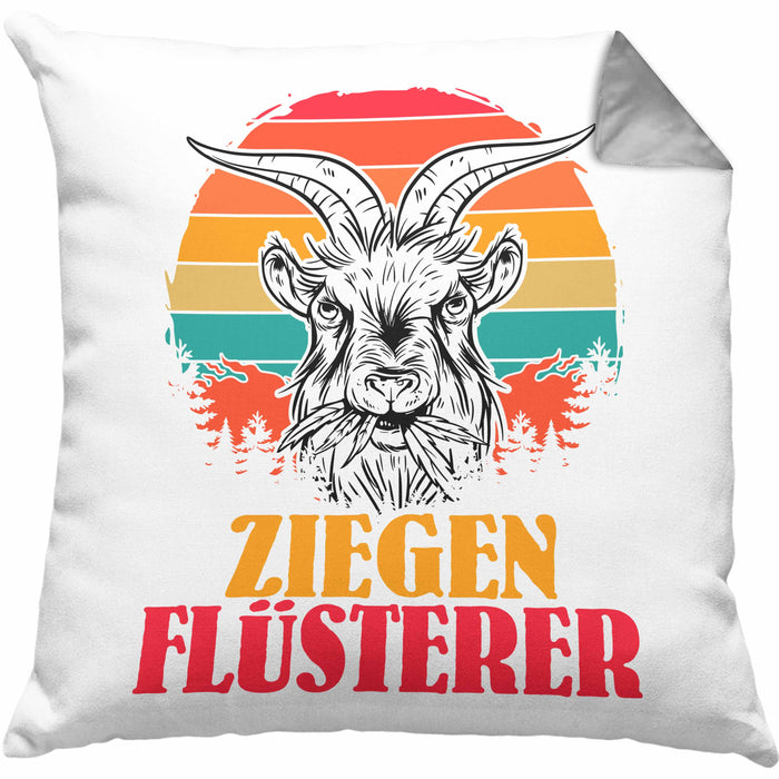 Ziegen Hirte Geschenk Kissen mit Füllung 40x40 Ziegen Flüsterer Geschenkidee Ziegen-Liebhaber (Grau) Grau Trendation