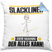 Slackliner Kissen mit Füllung 40x40 Geschenk für Slackliner Der Mann Der Alles Kann Geschenkidee zum Geburtstag (Grau) Blau Trendation