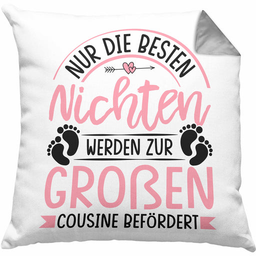 Du Wirst Große Cousine Kissen mit Füllung 40x40 Geschenk Nur Die Besten Nichten Werden Zur Großen Cousine Befördert (Grau) Grau Trendation