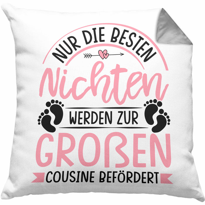 Du Wirst Große Cousine Kissen mit Füllung 40x40 Geschenk Nur Die Besten Nichten Werden Zur Großen Cousine Befördert (Grau) Grau Trendation