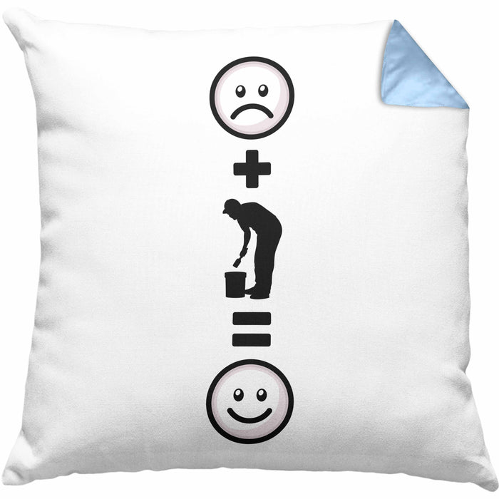 Maler Kissen mit Füllung 40x40 Geschenk für Malermeister Geburtstag Lustige Geschenkidee :( + Malen = :) (Grau) Blau Trendation
