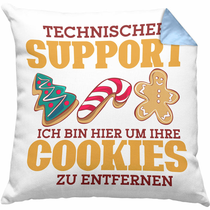 Lustige Kissen mit Füllung 40x40 Technischer Support "Ich bin hier, um Ihre Cookies zu entfernen" Geschenk für Tech-Enthusiasten (Grau) Blau Trendation