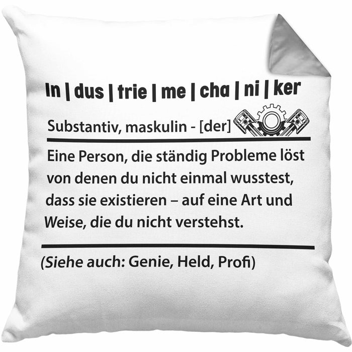 Industriemechaniker Geschenk Kissen mit Füllung 40x40 Spruch Männer Definition Lustige Geschenkidee für Industriemechaniker (Grau) Grau Trendation