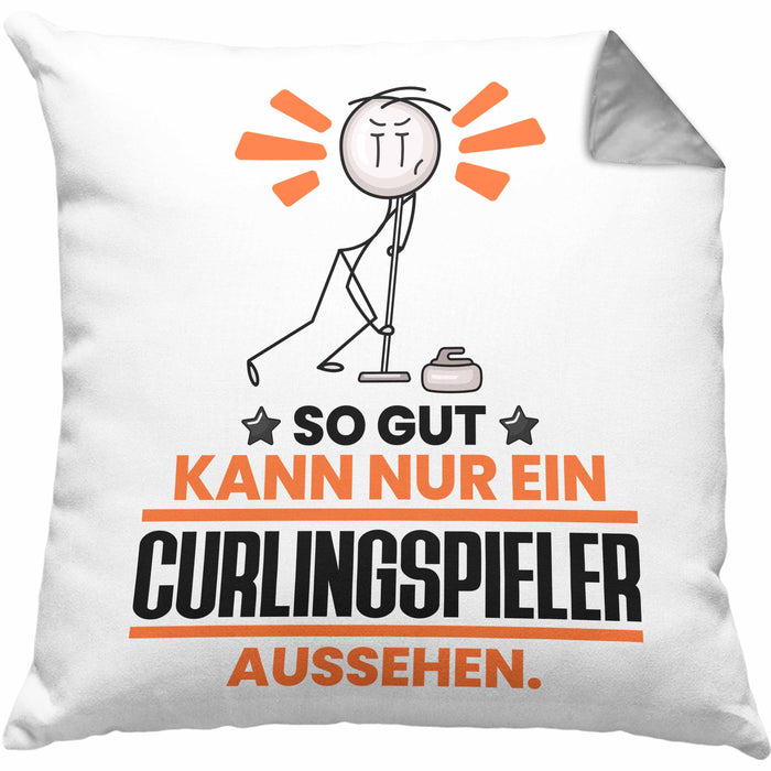 Curlingspieler Geschenk Kissen mit Füllung 40x40 So Gut Kann Nur Ein Curlingspieler Aussehen Geschenkidee (Grau) Grau Trendation