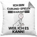 Curling-Spieler Geschenk Kissen mit Füllung 40x40 Lustiger Spruch Ich Bin Curling-Spieler Warum Weil Ich Es Kann Geschenkidee Bester Curling-Spieler Geburtstag (Grau) Grau Trendation