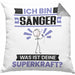 Sänger Kissen mit Füllung 40x40 Geschenk für Sänger Geburtstag Lustiger Spruch Was Ist Deine Superkraft (Grau) Grau Trendation