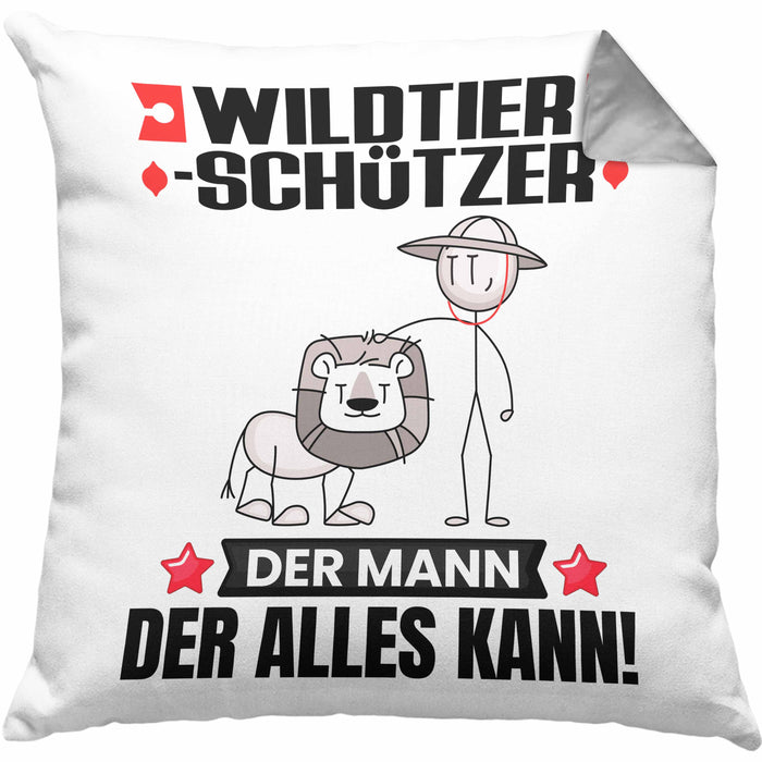 Wildtierschützer Kissen mit Füllung 40x40 Geschenk für Wildtierschützer Der Mann Der Alles Kann Geschenkidee zum Geburtstag (Grau) Grau Trendation