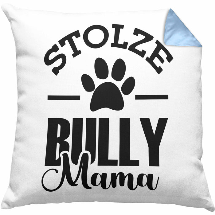 Hunde Kissen mit Füllung 40x40 Geschenk für stolze Bully-Mamas Bully Hunde Geschenkidee (Grau) Blau Trendation