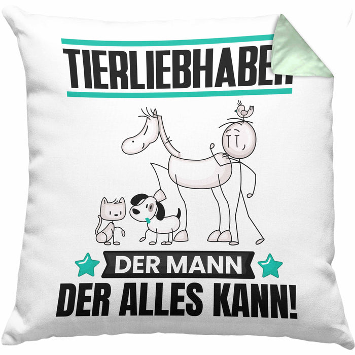 Tierwohlhaber Kissen mit Füllung 40x40 Geschenk für Tierwohlhaber Der Mann Der Alles Kann Geschenkidee zum Geburtstag (Grau) Grün Trendation