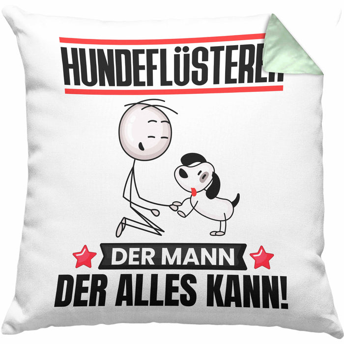 Hundeflüsterer Kissen mit Füllung 40x40 Geschenk für Hundeflüsterer Der Mann Der Alles Kann Geschenkidee zum Geburtstag (Grau) Grün Trendation