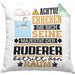 Ruderer Geschenk Kissen mit Füllung 40x40 Lustiger Spruch Erheben Sie Sich Der Ruderer Betritt den Raum (Grau) Grün Trendation