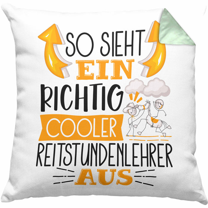 Reitstundenlehrer Kissen mit Füllung 40x40 So Sieht Ein Richtig Cooler Reitstundenlehrer Aus Geschenk Lustiger Spruch Geschenkidee (Grau) Grün Trendation