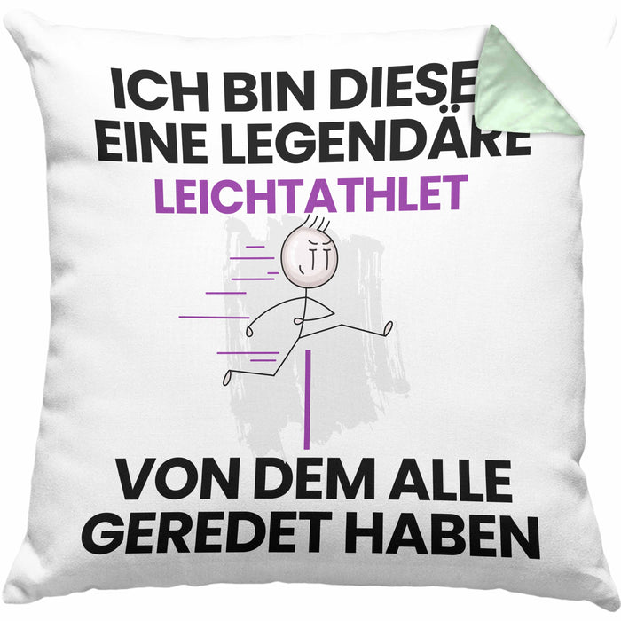 Leichtathlet Geschenk Kissen mit Füllung 40x40 Lustige Geschenkidee Geburtstag für Leichtathlet Ich Bin Dieser Legendäre Leichtathlet Von Dem Alle Geredet Haben (Grau) Grün Trendation