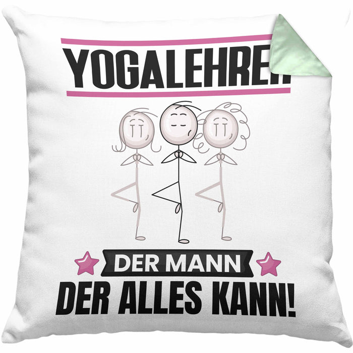 Yogalehrer Kissen mit Füllung 40x40 Geschenk für Yogalehrer Der Mann Der Alles Kann Geschenkidee zum Geburtstag (Grau) Grün Trendation