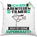 Abenteuerfilmer Kissen mit Füllung 40x40 Geschenk für Abenteuerfilmer Geburtstag Lustiger Spruch Was Ist Deine Superkraft (Grau) Grün Trendation