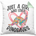 Just A Girl Who Loves Dinosaurs Kissen mit Füllung 40x40 Geschenk Mädchen Dinos Geschenkidee (Grau) Grün Trendation