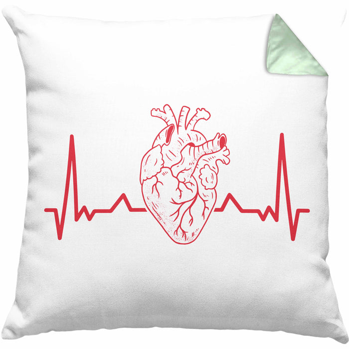 Kardiologe Geschenk Kissen mit Füllung 40x40 Herzschlag Ekg Herz Kardiologie (Grau) Grün Trendation