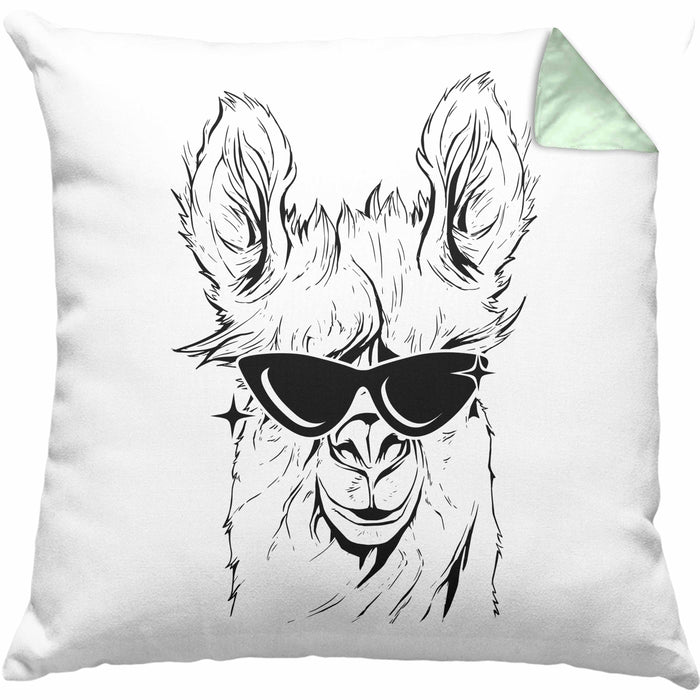 Llama Alpaka Kissen mit Füllung 40x40 Geschenk Lama Geschenkidee für Lama-Fans (Grau) Grün Trendation