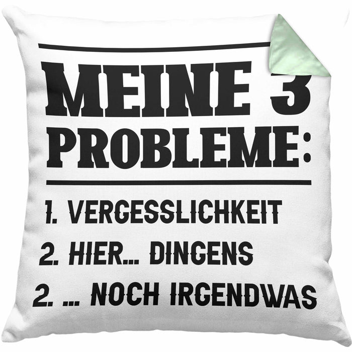 Meine 3 Probleme Kissen mit Füllung 40x40 Vergesslichkeit Männer Geschenkidee Ehemann Spruch (Grau) Grün Trendation