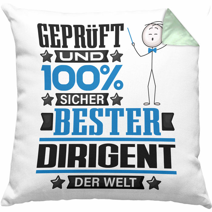 Dirigent Geschenk Lustiger Spruch für Dirigent Geschenkidee Bester Dirigent Der WeltKissen mit Füllung 40x40 (Grau) Grün Trendation