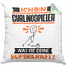 Curlingspieler Kissen mit Füllung 40x40 Geschenk für Curlingspieler Geburtstag Lustiger Spruch Was Ist Deine Superkraft (Grau) Grün Trendation