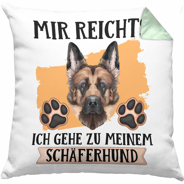 Schäferhund Besitzer Kissen mit Füllung 40x40 Geschenk Lustiger Spruch Geschenkidee Mir Reichts Ich Geh Zu Meinem Schäferhund (Grau) Grün Trendation