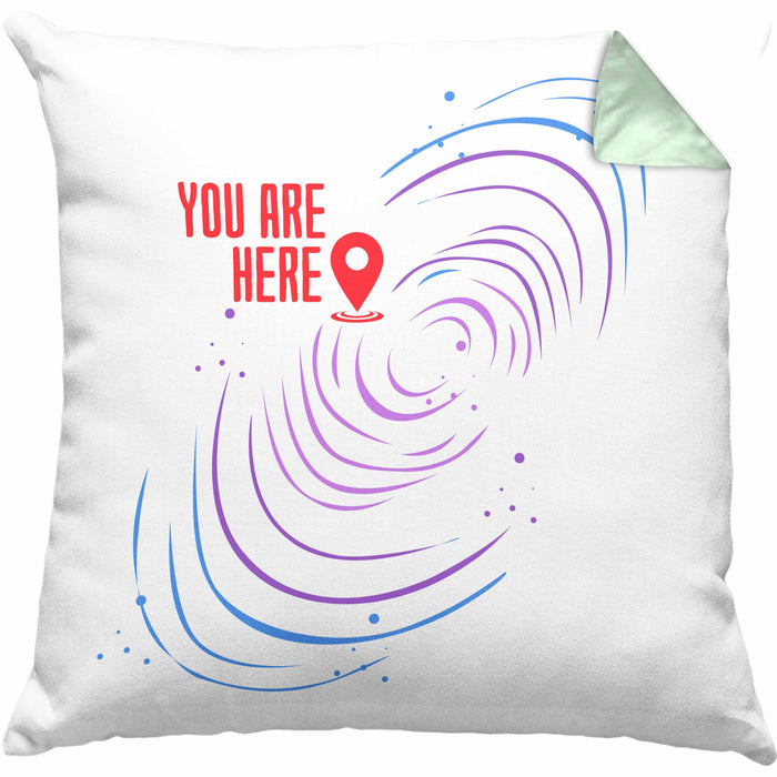 Lustige Galaxie-Kissen mit Füllung 40x40 Spruch "You Are Here" Geschenk für Weltraumliebhaber (Grau) Grün Trendation