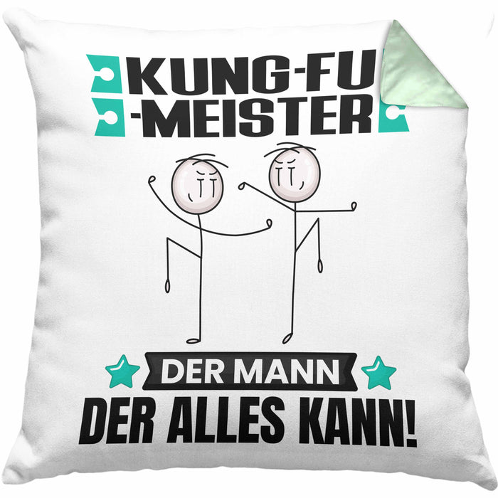 Kung-Fu-Meister Kissen mit Füllung 40x40 Geschenk für Kung-Fu-Meister Der Mann Der Alles Kann Geschenkidee zum Geburtstag (Grau) Grün Trendation