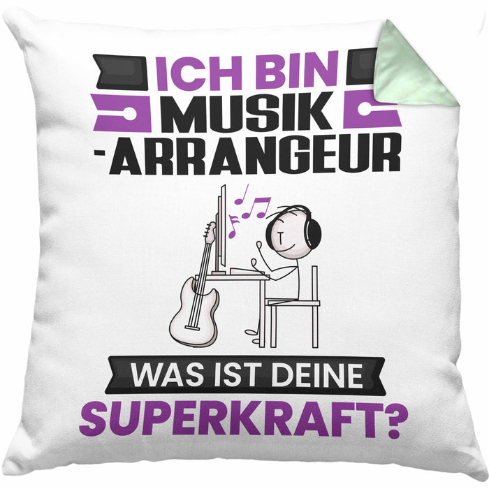 Musikarrangeur Kissen mit Füllung 40x40 Geschenk für Musikarrangeur Geburtstag Lustiger Spruch Was Ist Deine Superkraft (Grau) Grün Trendation