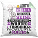 Wildtierforscher Geschenk Kissen mit Füllung 40x40 Lustiger Spruch Erheben Sie Sich Der Wildtierforscher Betritt den Raum (Grau) Grün Trendation