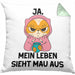 Dank Meme Kissen mit Füllung 40x40 Katzen Besitzer Wortspiel Ja Mein Leben Sieht Mau Aus Traurige Katze Geschenkidee Saure Katze Astronaut (Grau) Grün Trendation