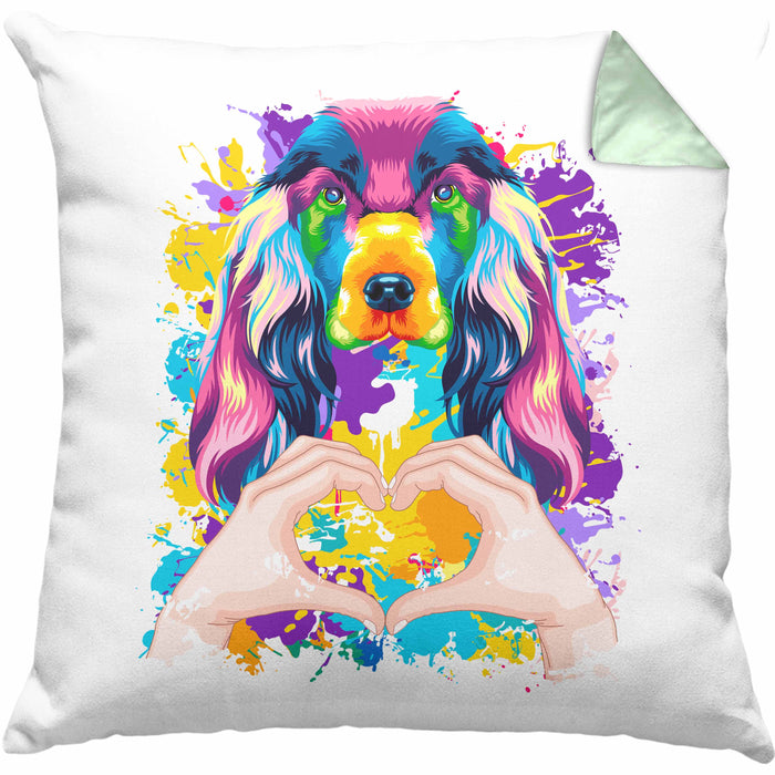 Cocker Spaniel Besitzer Farbe Love Kissen mit Füllung 40x40 Geschenk Lustiger Spruch Geschenkidee Cocker Spaniel Besitzerin (Grau) Grün Trendation