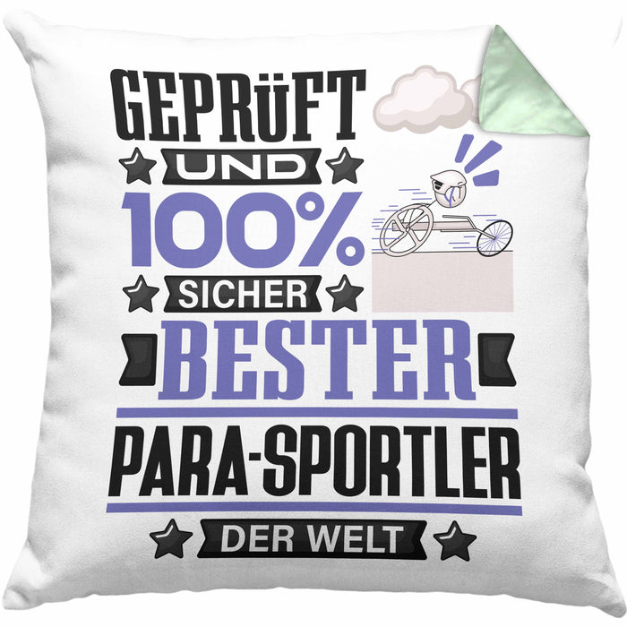 Para-Sportler Geschenk Lustiger Spruch für Para-Sportler Geschenkidee Bester Para-Sportler Der WeltKissen mit Füllung 40x40 (Grau) Grün Trendation
